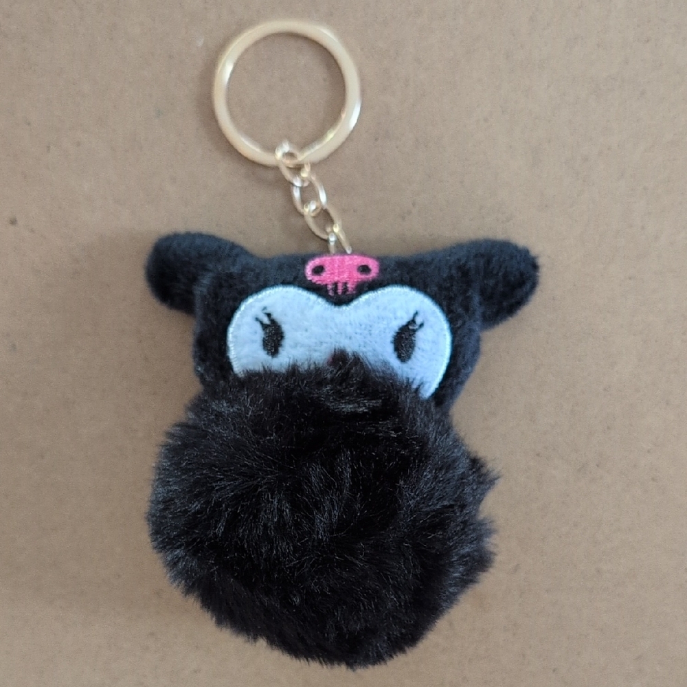 Adorable Black Plush with Pink Detail Keychain Bag Charm